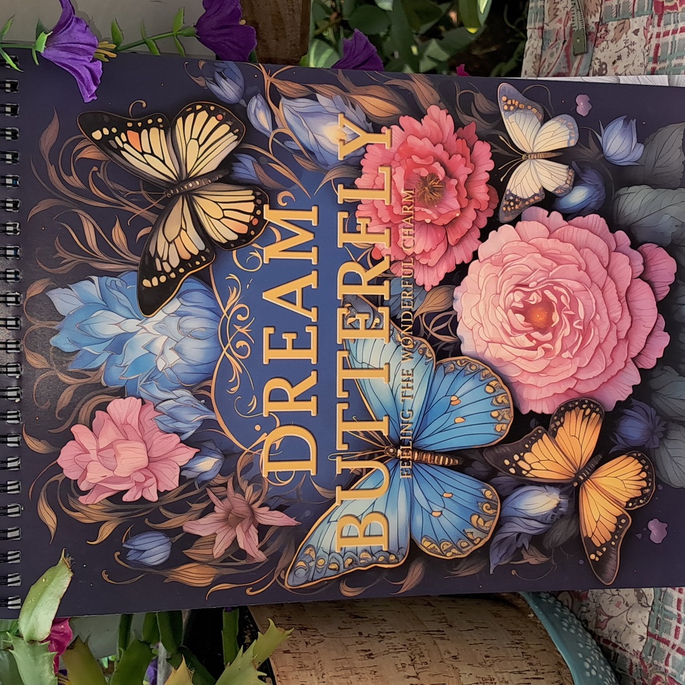 🆕DREAM BUTTERFLY in Flowers 🪻🦋🌺 Spiral Bound Coloring Book - Picture 5 of 12